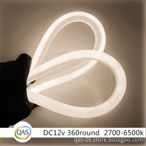 white 360 round neon stripdc 12v 2835 120led/m 2700k 6500k 360 Degree Neon Flex Strip Light